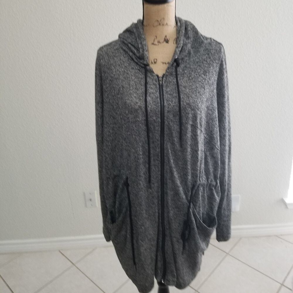 KORI America large grey rayon polyester blend soft and comfy full‎ zipper hoody